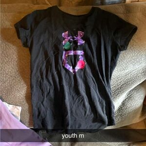 Under Armour Kids Black Tee with Purple and Red Design